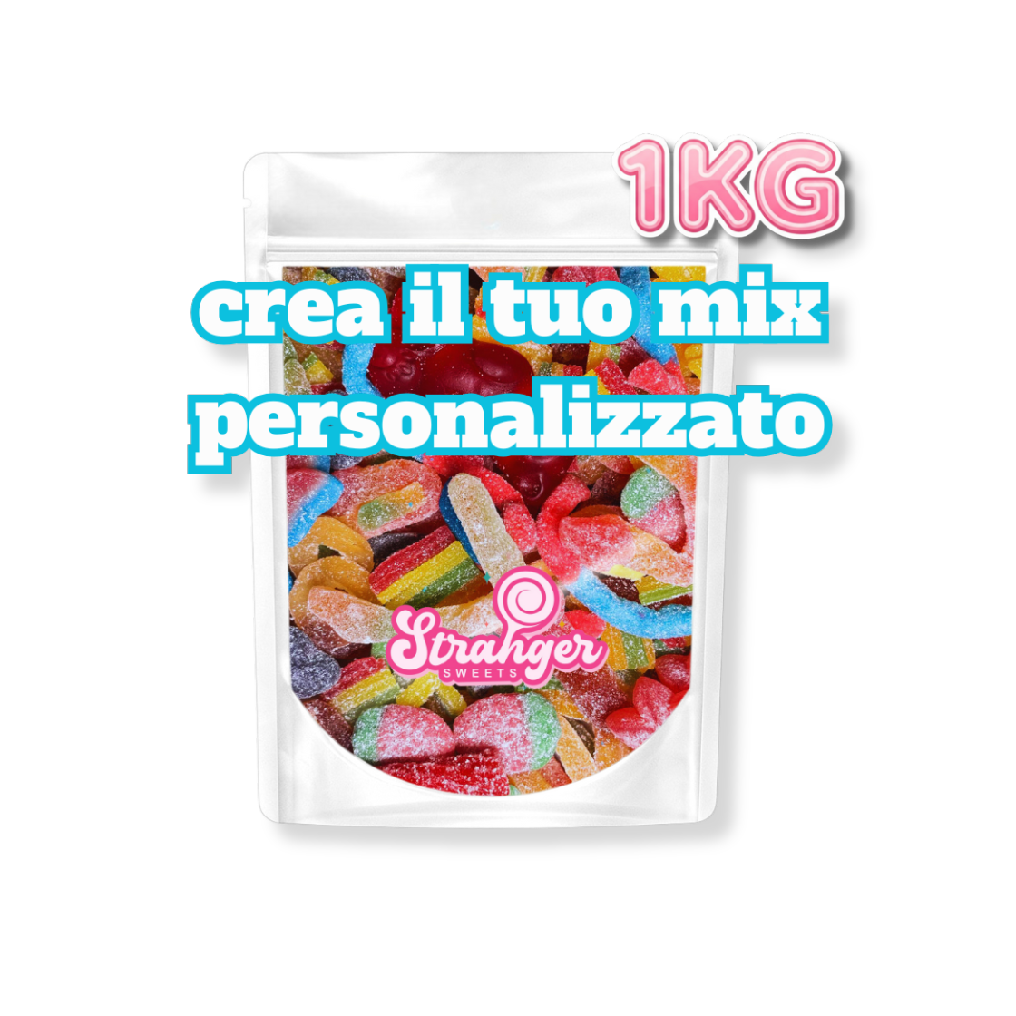 Sacchetto caramelle gommose 1kg personalizzato - crea il tuo mix con caramelle assortite colorate