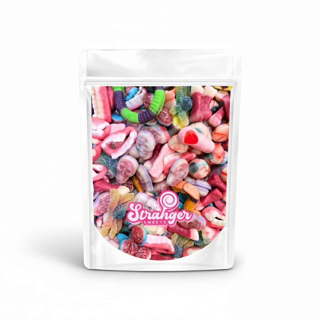 Sacchetto caramelle gommose mostruose mix - dolci gommosi a tema horror con occhi, dentiere, serpenti e forme spaventose