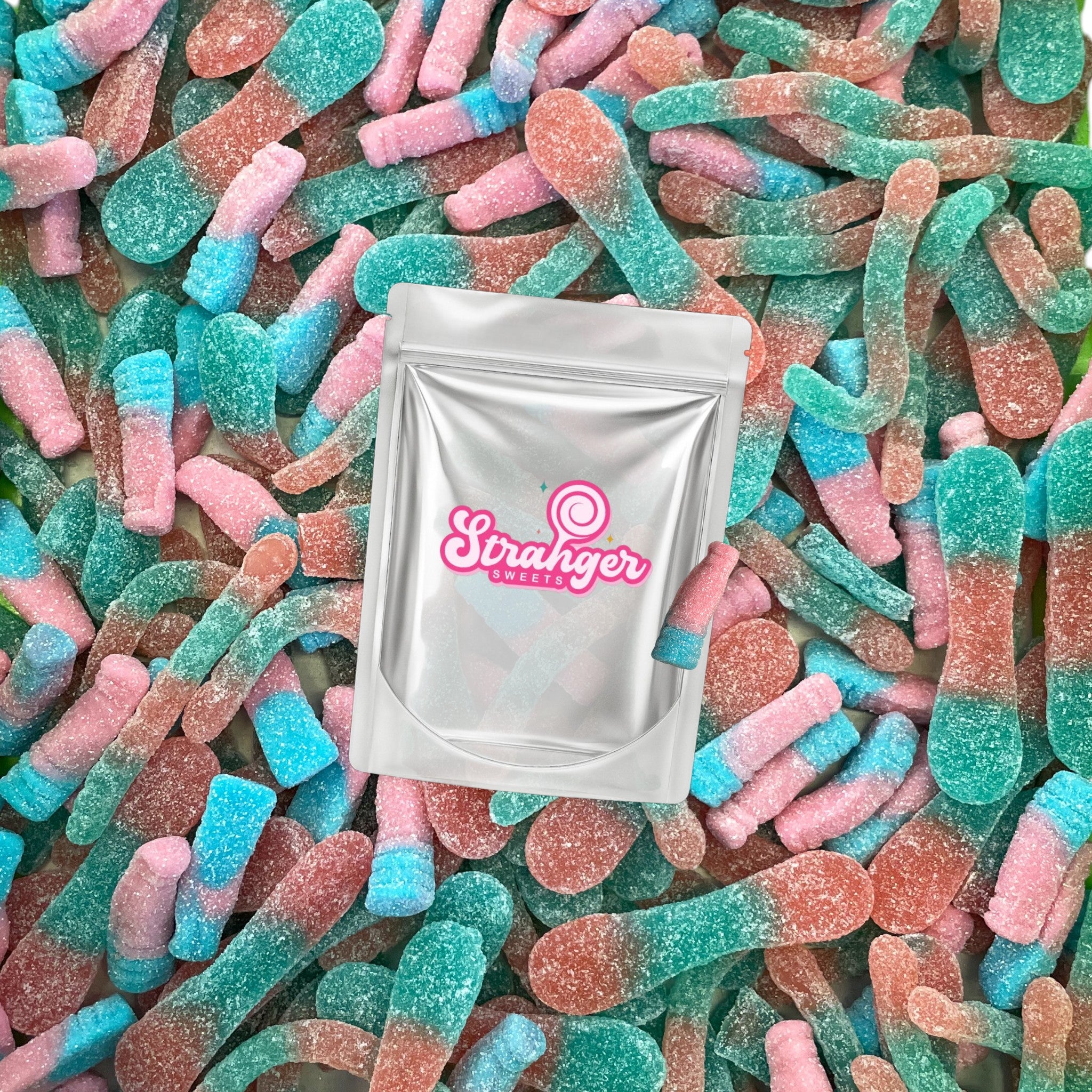 Stranger Sweets - Caramelle gommose gusto bubblegum, dolciumi gelatinosi sapore gomma da masticare